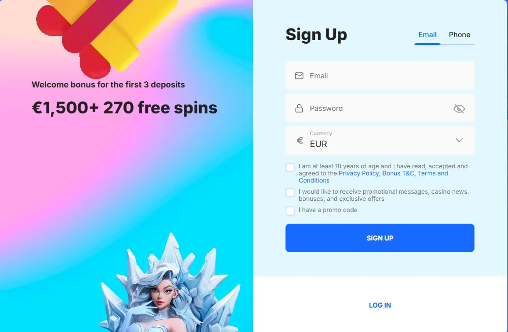 Kā reģistrēties Ice Casino no Latvijas